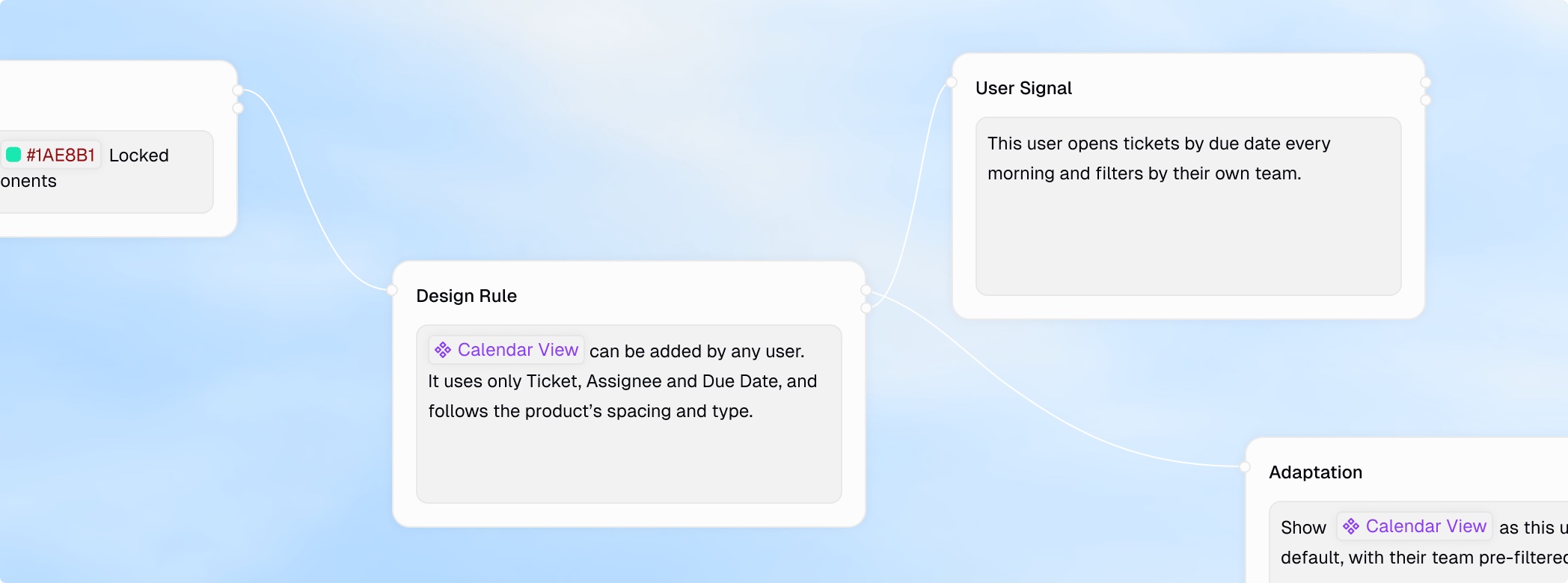 Attalu Studio canvas: a Design Token, a Design Rule and a User Signal connected to an Adaptation